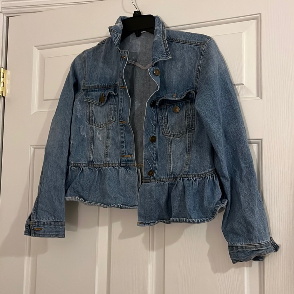 Girls Given Kale Ruffle Jean Jacket Size XS